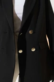 Cep Kapaklı Dört Düğmeli Blazer Ceket Siyah thumbnail 4
