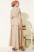 Beli Tünelli Etekli İkili Takım Latte thumbnail 3