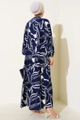 Hakim Yaka Desen Detaylı Elbise Lacivert thumbnail 3