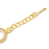 Altın Kaplama İmitasyon 2 Sıra Zirkon Taşlı Desenli Figaro Model Çeyrek Çerçeve Bileklik BLK-1159 thumbnail 5