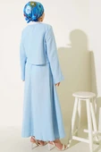 İp Bağcık Kimono Etekli İkili Takım Mavi thumbnail 3