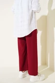 Bel İp Detaylı Bürümcük Pantolon Bordo thumbnail 3