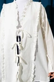 Fırfır Detaylı Kimono Ekru - 4