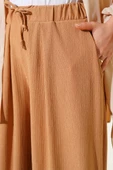 Beli İp Bağcıklı Şalvar Pantolon Camel thumbnail 4