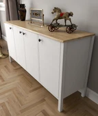 Hunerika Nostalji 4 Kapaklı konsol-Wood Beyaz-Minifiks Bağlantılı - 4