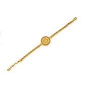 Altın Kaplama Çeyrekli Dorika Çerçeve Burgu Zincirli Bileklik BLK-1173 thumbnail 2