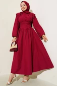 Bel Gipeli Kloş Elbise Bordo thumbnail 2