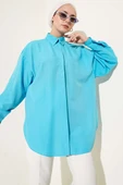 Basic Gizli Düğmeli Gömlek Turkuaz thumbnail 1