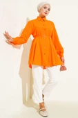 Kalp Tokalı Kuşaklı Gömlek Oranj thumbnail 2