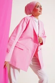 Cep Kapaklı Dört Düğmeli Blazer Ceket Pembe thumbnail 1