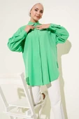 Basic Gizli Düğmeli Gömlek Yeşil thumbnail 1