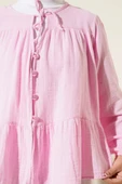 Brit Düğme Detaylı Bluz Pembe thumbnail 4