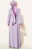 Brit Düğmeli İp Bağcıklı Elbise Lila thumbnail 3