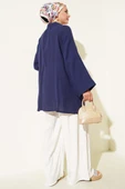 Çift Cepli Müslin Hırka Lacivert thumbnail 3