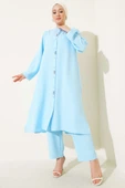 Önü Taş Detaylı Uzun Tunik İkili Takım Bebe Mavi thumbnail 1