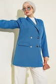 Cep Kapaklı Dabıl Blazer Ceket İndigo thumbnail 1