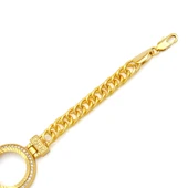 Altın Kaplama İmitasyon  Zirkon Taşlı Zincirli Çeyrek Çerçeve Bileklik BLK-1166 thumbnail 5