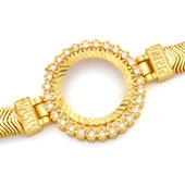 Altın Kaplama İmitasyon Zirkon Taşlı İşlemeli İtalyan  Çeyrek Çerçeve Bileklik BLK-1167 thumbnail 4