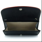 Erkan Saçmacı Siyah Kırmızı Vegan Zincir Askılı Manyetik Kapaklı Zarif Abiye El Çantası - 5