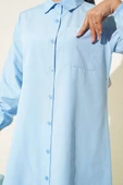 Gömlek Yaka Tek Cepli Uzun Gömlek Bebe Mavi thumbnail 4