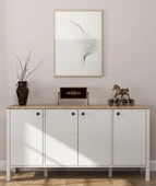 Hunerika Nostalji 4 Kapaklı konsol-Wood Beyaz-Minifiks Bağlantılı - 2