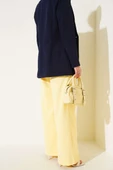 Pile Detaylı İp Kuşaklı Pantolon Sarı thumbnail 3