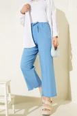 Paça Püsküllü İp Bağcık Detaylı Pantolon Mavi thumbnail 1