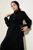 Gold Düğme Detaylı Elbise Siyah - 2