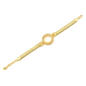 Altın Kaplama İmitasyon Zirkon Taşlı İşlemeli İtalyan  Çeyrek Çerçeve Bileklik BLK-1167 thumbnail 1