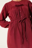Önü Büzgülü Bağcıklı Gömlek Bordo thumbnail 4