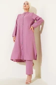 Önü Taş Detaylı Uzun Tunik İkili Takım Gül Kurusu thumbnail 1