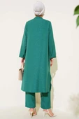 Önü Taş Detaylı Uzun Tunik İkili Takım Zümrüt thumbnail 3