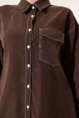 Gömlek Yaka Tek Cepli İkili Takım Kahve thumbnail 4
