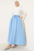 Yandan Cep Detaylı Kloş Etek Mavi thumbnail 2