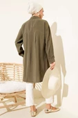 Taş Düğmeli Uzun Tunik Haki thumbnail 3