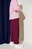 Bel İp Detaylı Bürümcük Pantolon Mürdüm thumbnail 3