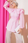 Bebe Yaka Dantelli Gömlek Pembe thumbnail 1