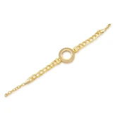 Altın Kaplama İmitasyon 2 Sıra Zirkon Taşlı Desenli Figaro Model Çeyrek Çerçeve Bileklik BLK-1159 thumbnail 1