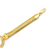 Altın Kaplama İmitasyon Zirkon Taşlı İtalyan  Çeyrek Çerçeve Bileklik BLK-1172 thumbnail 5