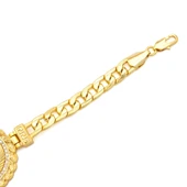 Altın Kaplama İmitasyon Zirkon Taşlı Desenli Figaro Burma Model Çeyrek Çerçeve Bileklik BLK-1164 thumbnail 4