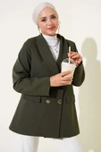 Cep Kapaklı Dört Düğmeli Blazer Ceket Haki thumbnail 1