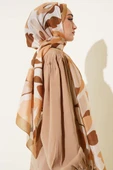 Menekşe Desen Soft Şal Latte thumbnail 3