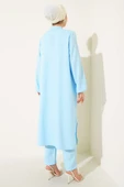 Önü Taş Detaylı Uzun Tunik İkili Takım Bebe Mavi thumbnail 3