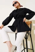 Bebe Yaka İp Kuşaklı Gömlek Siyah thumbnail 1