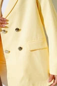Cep Kapaklı Dört Düğmeli Blazer Ceket Sarı thumbnail 4