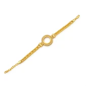 Altın Kaplama İmitasyon Zirkon Taşlı İşlemeli Zincir Çeyrek Çerçeve Bileklik BLK-1170 thumbnail 1