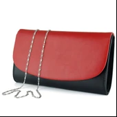 Erkan Saçmacı Siyah Kırmızı Vegan Zincir Askılı Manyetik Kapaklı Zarif Abiye El Çantası - 1