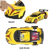 Sürtmeli Sesli Işıklı Spor Arabalar 18 cm - Sarı thumbnail 3