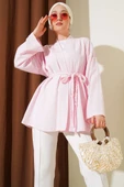 Örgü Kemerli Kimono Pembe thumbnail 2