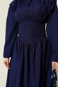 Bel Gipeli Kloş Elbise Lacivert thumbnail 4